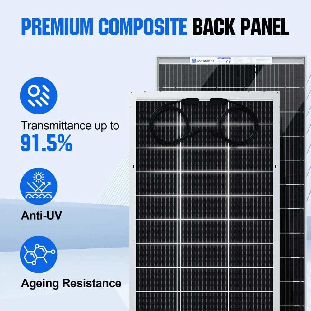 Eco-Worthy Solar Panels Eco-Worthy Bifacial 195W 12V Monocrystalline Solar Panel