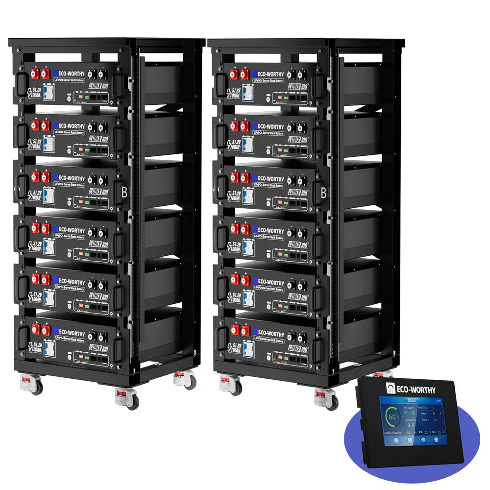 Eco-Worthy Solar Batteries 12 Packs with Battery Rack Eco-Worthy Cubix 100 | 48V 100Ah Server Rack Battery
