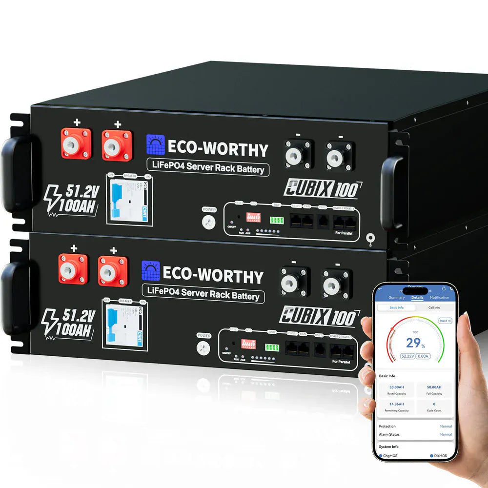 Eco-Worthy Solar Batteries 2 Packs Eco-Worthy Cubix 100 | 48V 100Ah Server Rack Battery