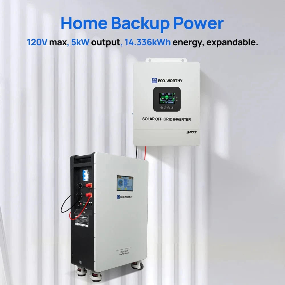Eco-Worthy Solar Batteries Eco-Worthy Home Backup Power48V 280Ah Batter & 5kW 48V Off Grid Inverter