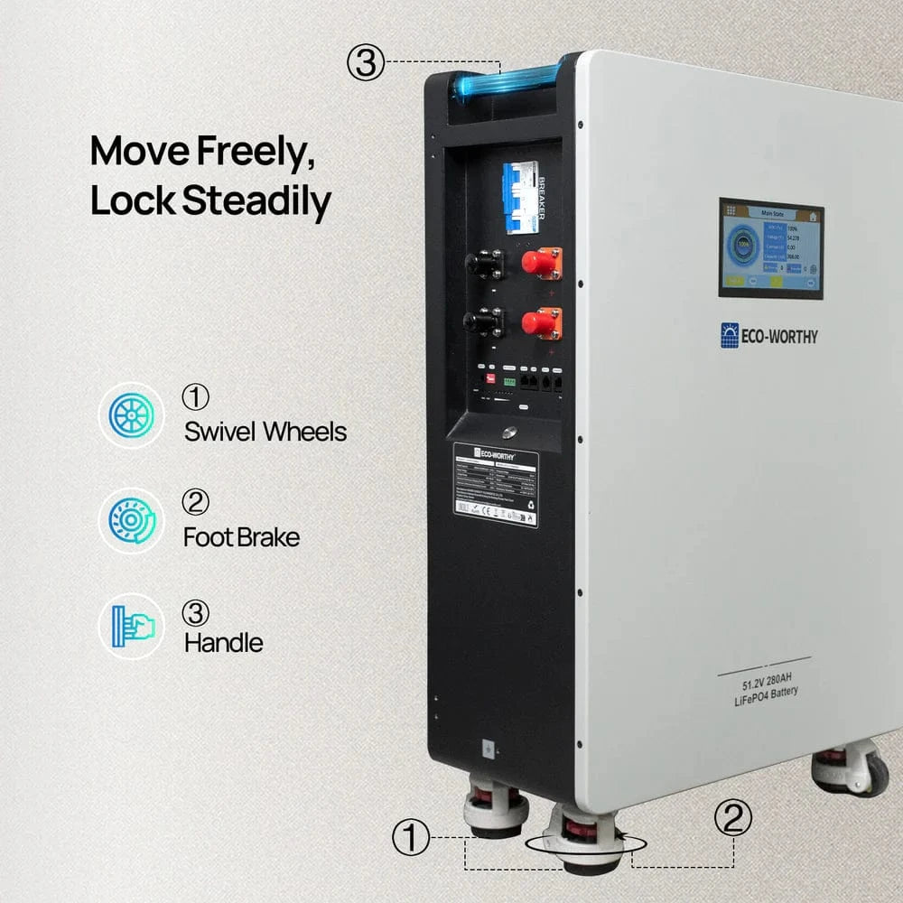 Eco-Worthy Solar Batteries Eco-Worthy Home Backup Power48V 280Ah Batter & 5kW 48V Off Grid Inverter