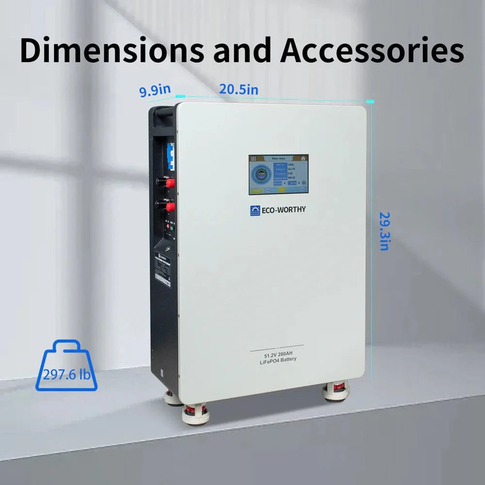 Eco-Worthy Solar Batteries Eco-Worthy Home Backup Power48V 280Ah Batter & 5kW 48V Off Grid Inverter