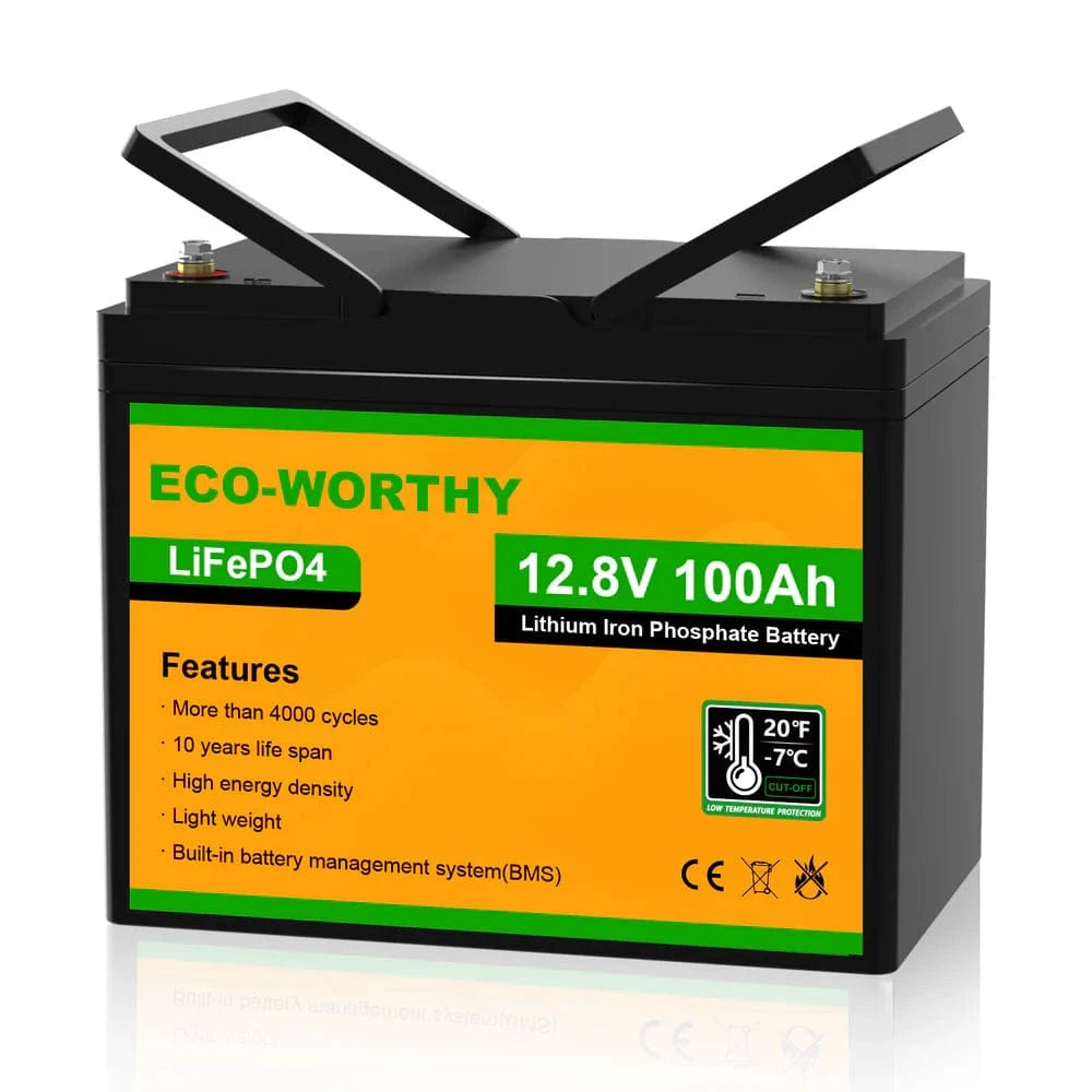 Eco-Worthy Solar Batteries Eco-Worthy LiFePO4 12V 100Ah Lithium Iron Phosphate Battery With Low Temperature Protection