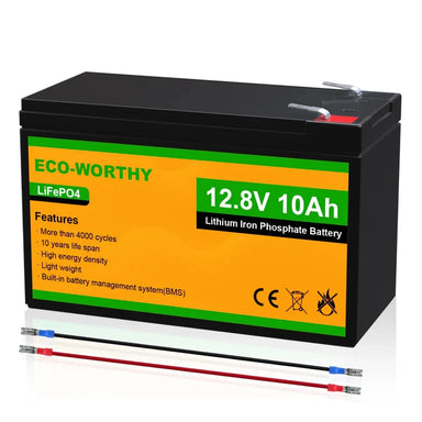 Eco-Worthy Solar Batteries Eco-Worthy LiFePO4 12V 10Ah Lithium Iron Phosphate Battery