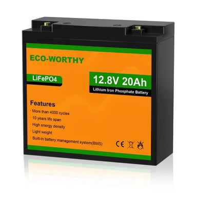 Eco-Worthy Solar Batteries Eco-Worthy LiFePO4 12V 20Ah Lithium Iron Phosphate Battery