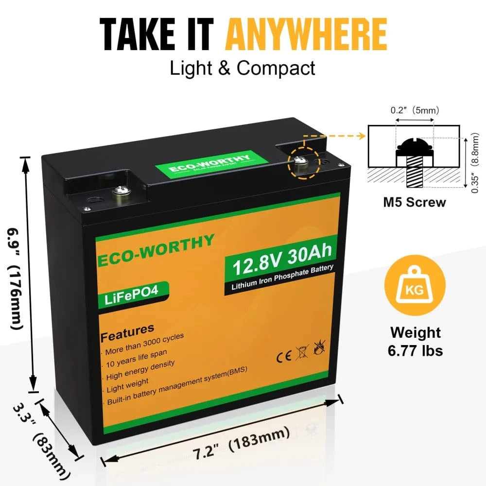 Eco-Worthy Solar Batteries Eco-Worthy LiFePO4 12V 20Ah Lithium Iron Phosphate Battery