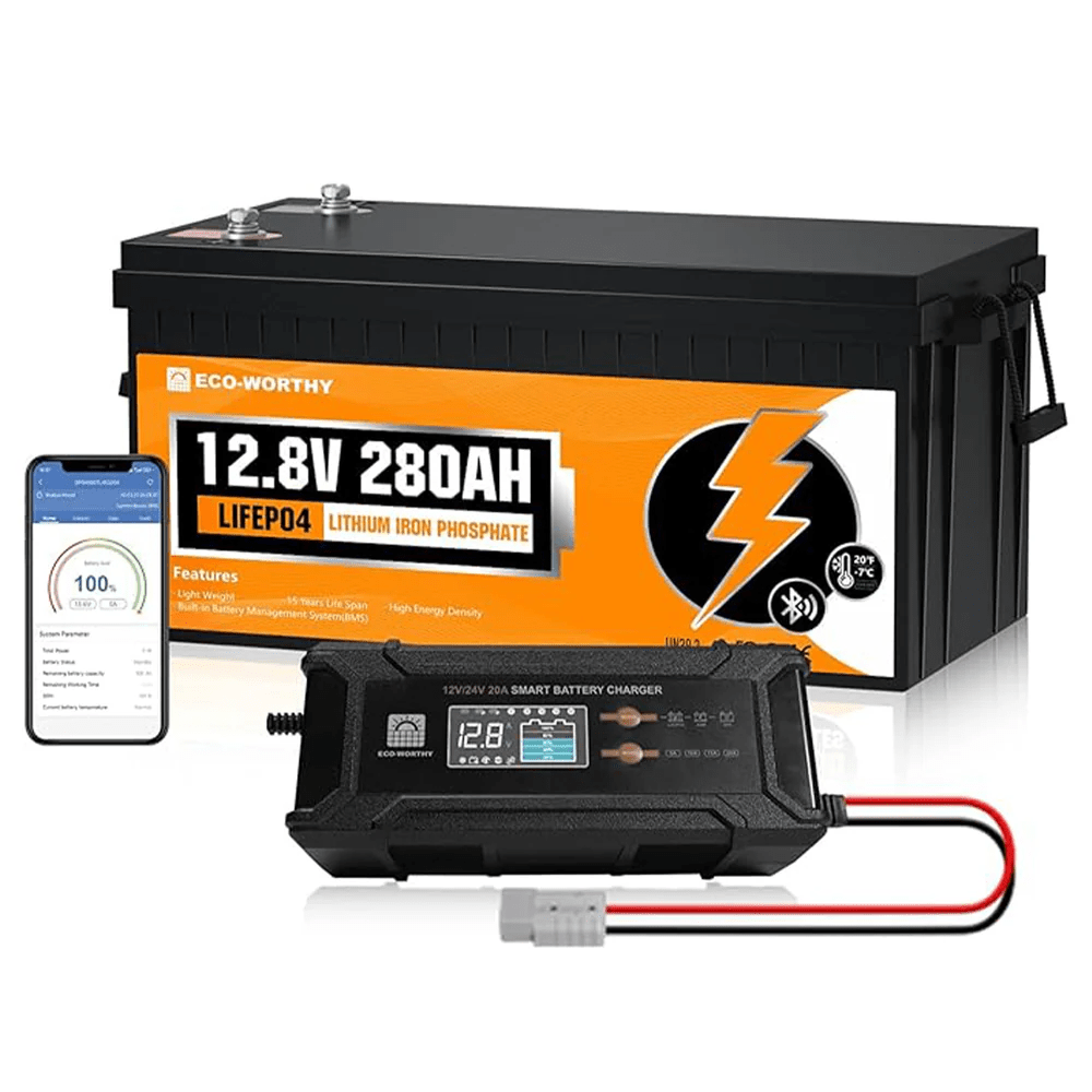 Eco-Worthy Solar Batteries Eco-Worthy LiFePO4 12V 280Ah Lithium Iron Phosphate Battery With Bluetooth