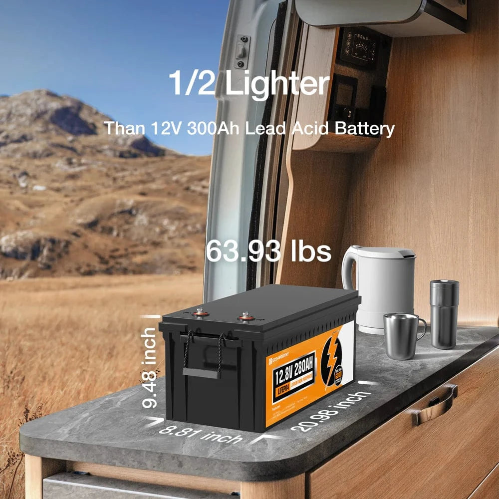Eco-Worthy Solar Batteries Eco-Worthy LiFePO4 12V 280Ah Lithium Iron Phosphate Battery With Bluetooth