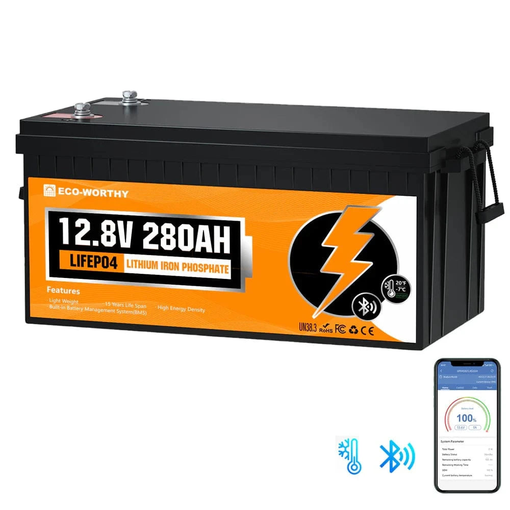 Eco-Worthy Solar Batteries Eco-Worthy LiFePO4 12V 280Ah Lithium Iron Phosphate Battery With Bluetooth