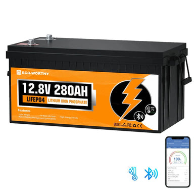Eco-Worthy Solar Batteries Eco-Worthy LiFePO4 12V 280Ah Lithium Iron Phosphate Battery With Bluetooth