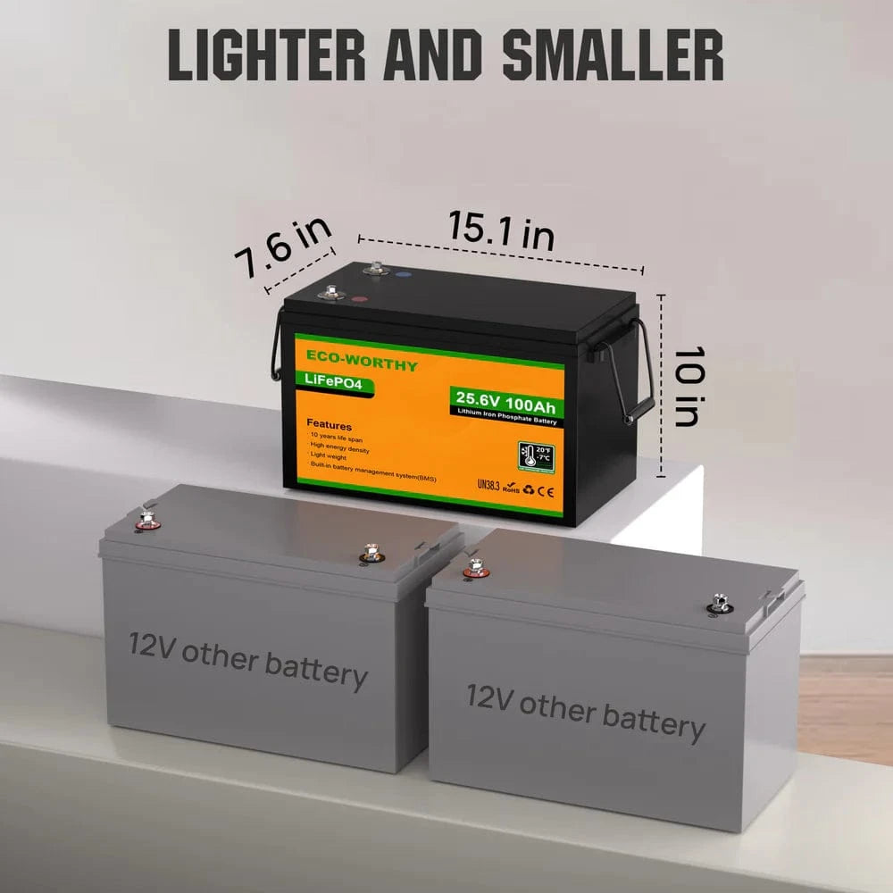Eco-Worthy Solar Batteries Eco-Worthy LiFePO4 24V 100Ah Lithium Iron Phosphate Battery