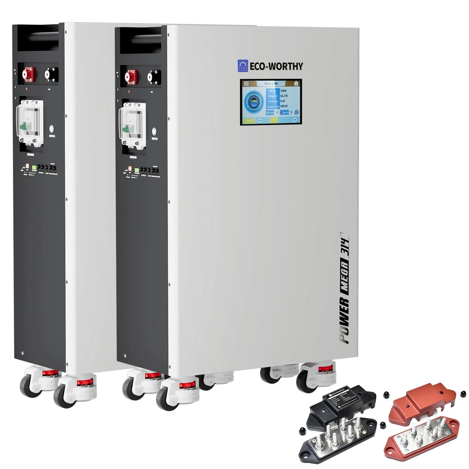 Eco-Worthy Solar Batteries 2 Packs (Free 400A busbar) Eco-Worthy PowerMega 314 | 51.2V 314AH Lithium Battery 16kWh | Bluetooth & WiFi