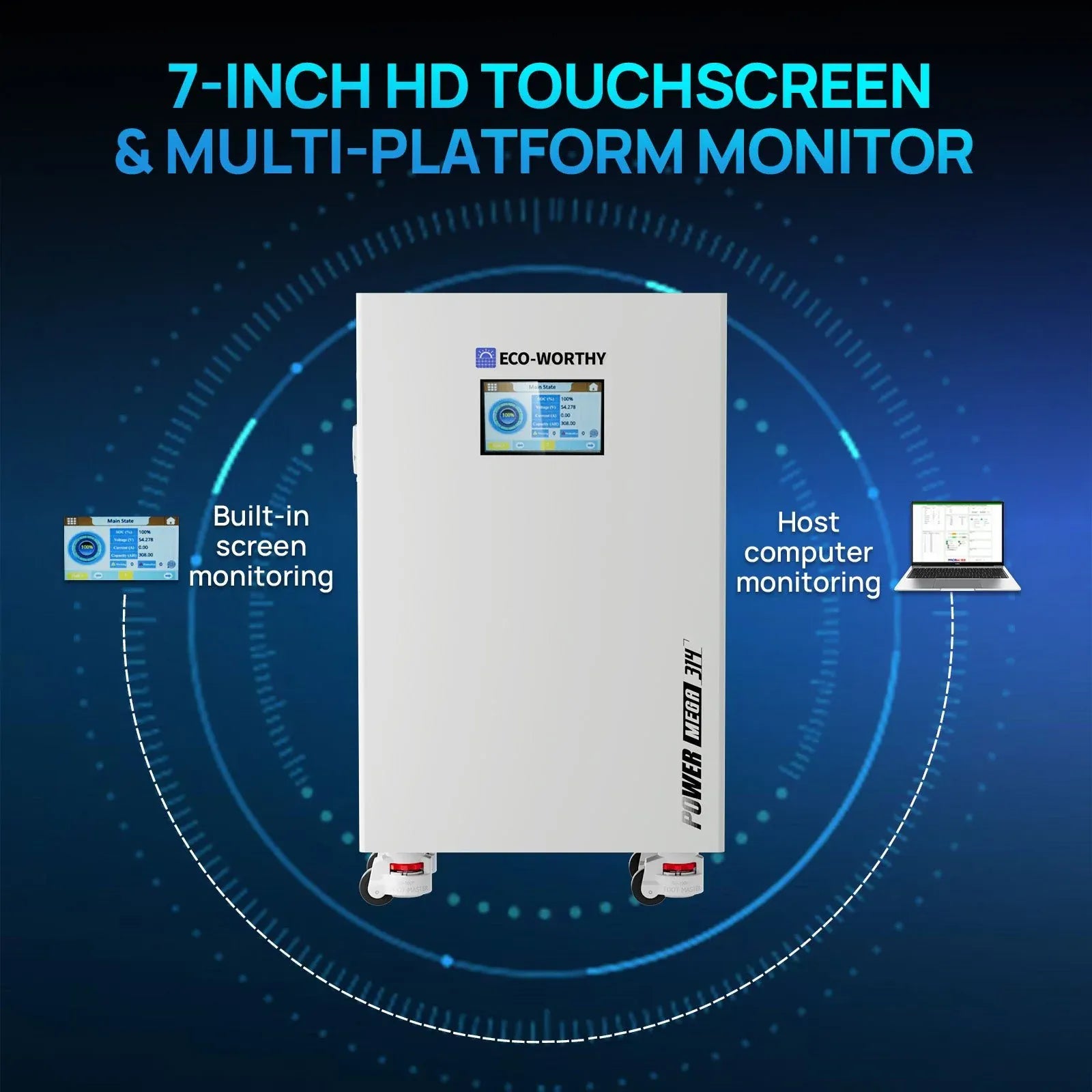 Eco-Worthy Solar Batteries Eco-Worthy PowerMega 314 | 51.2V 314AH Lithium Battery 16kWh | Bluetooth & WiFi
