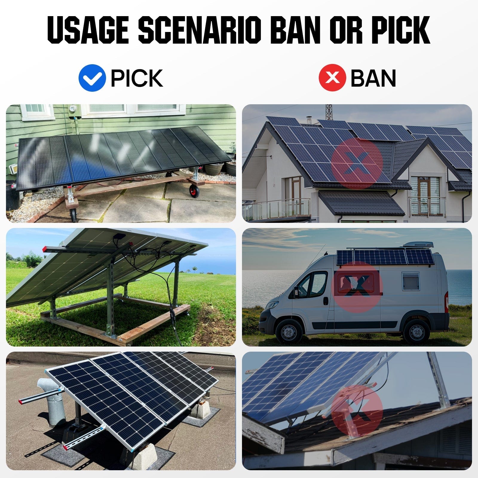 Eco-Worthy Mounting brackets Upgraded Adjustable Multi-Piece Solar Panel Mounting Brackets for 1-4 Pieces of 200W 300W 400W Solar Panels