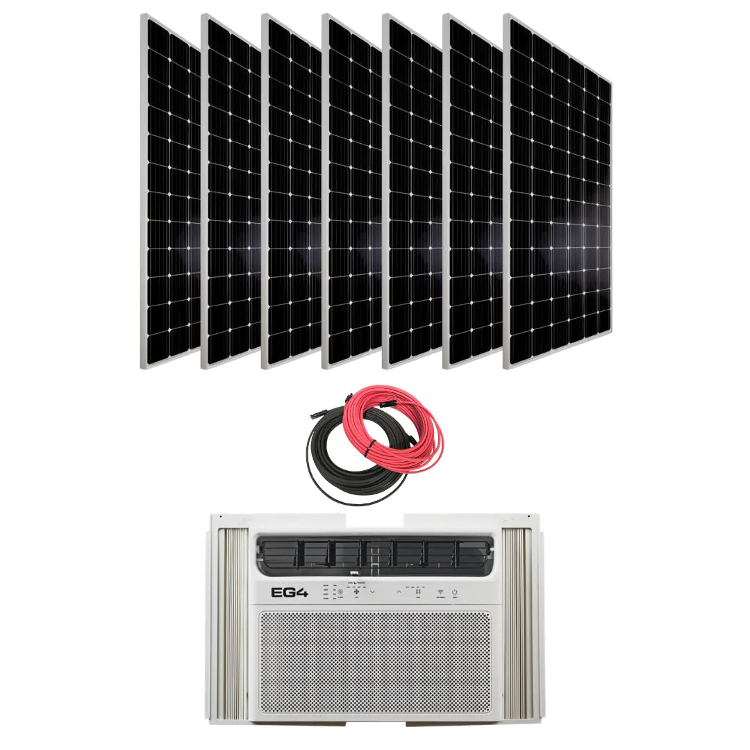 EG4 Air Conditioners 7 Panels - Boviet 385W Monofacial EG4 12K BTU Hybrid Solar Window Unit with Solar Panels
