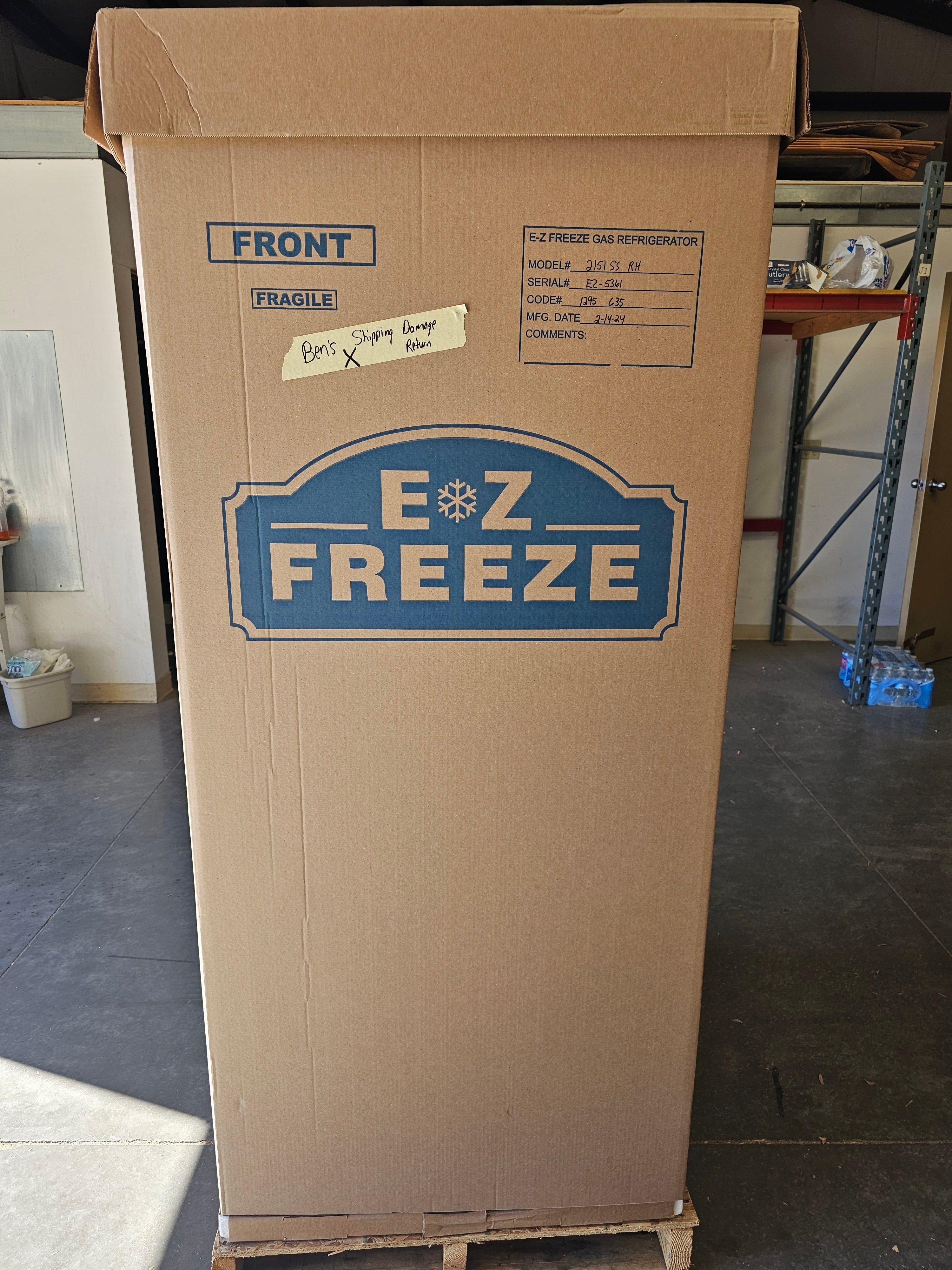 EZ Freeze Propane Refrigerator New Scratch and Dent EZ Freeze 21 Cu. Ft. Stainless Steel Natural Gas Refrigerator EZ-21SS-NG