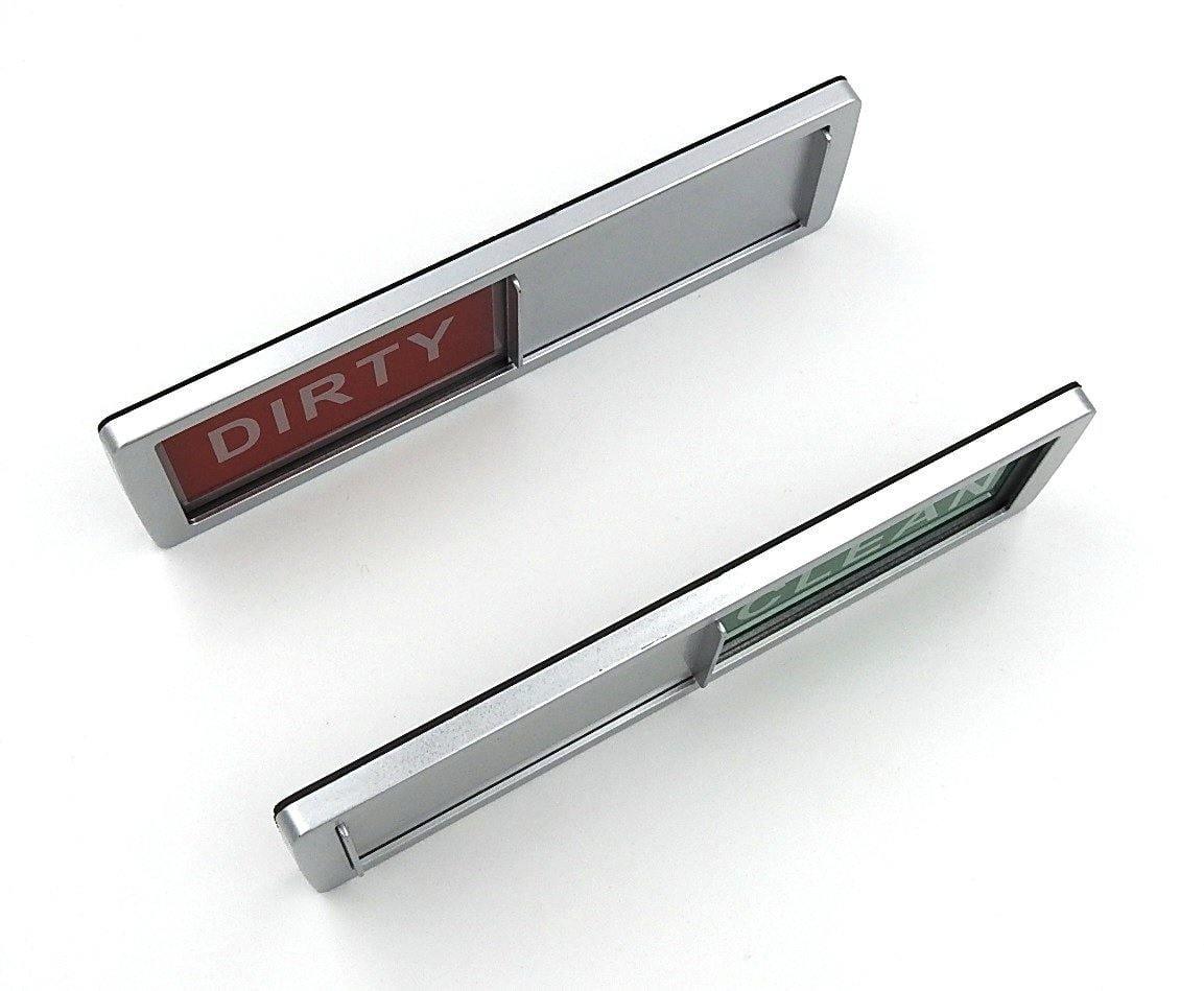 Home Medley Home Essentials Dishwasher CLEAN DIRTY Magnet Sign Indicator in SILVER (for Stainless Steel Dishwashers) Including No-Scratch Magnetic Backing and Adhesive Pads for Use with Any Dishwasher. Best Sturdy Slide Design FREE SHIPPING!