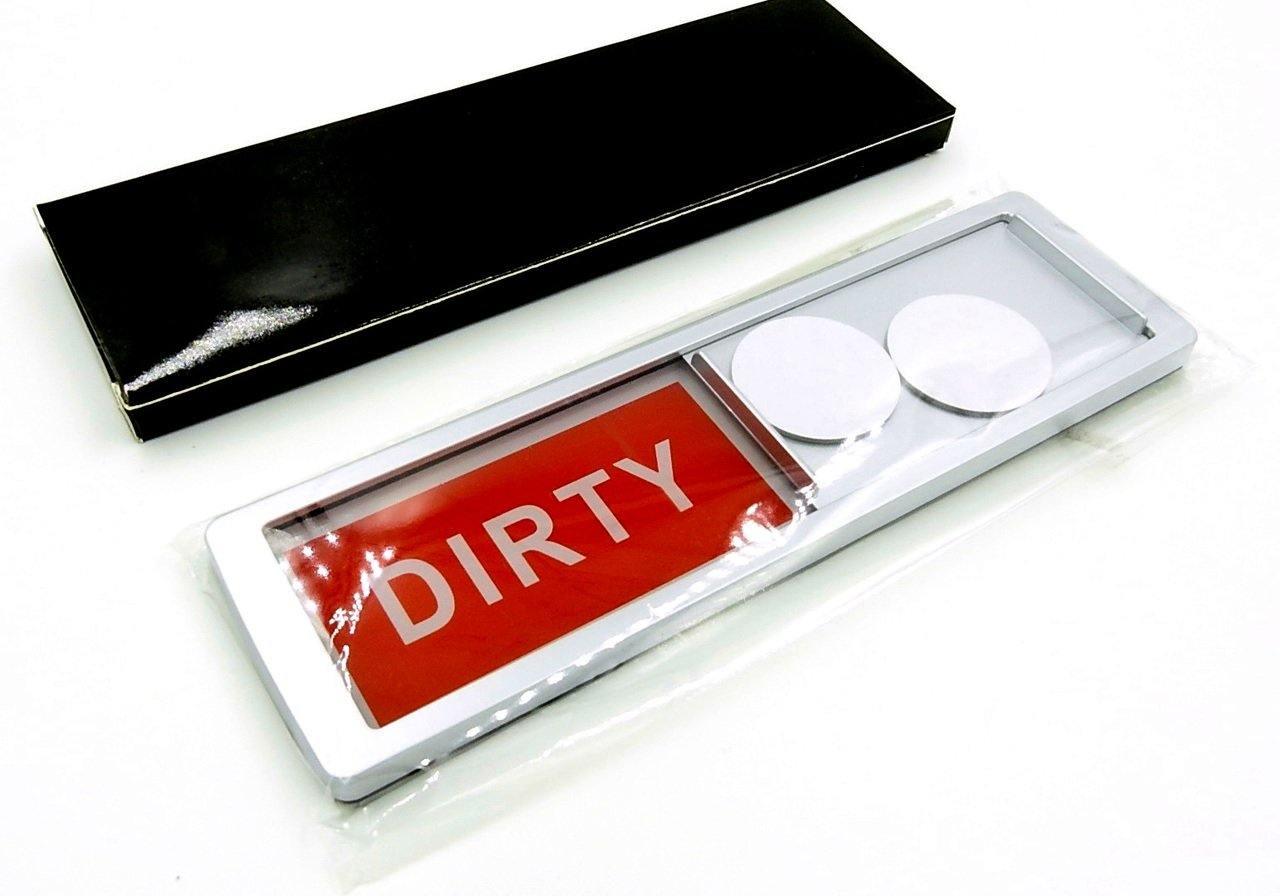 Home Medley Home Essentials Dishwasher CLEAN DIRTY Magnet Sign Indicator in SILVER (for Stainless Steel Dishwashers) Including No-Scratch Magnetic Backing and Adhesive Pads for Use with Any Dishwasher. Best Sturdy Slide Design FREE SHIPPING!