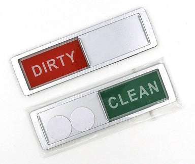 Home Medley Home Essentials Dishwasher CLEAN DIRTY Magnet Sign Indicator in SILVER (for Stainless Steel Dishwashers) Including No-Scratch Magnetic Backing and Adhesive Pads for Use with Any Dishwasher. Best Sturdy Slide Design FREE SHIPPING!