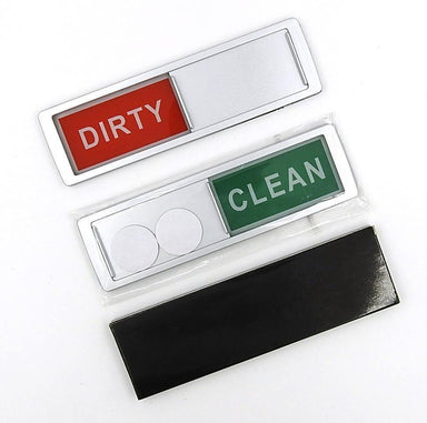 Home Medley Home Essentials Dishwasher CLEAN DIRTY Magnet Sign Indicator in SILVER (for Stainless Steel Dishwashers) Including No-Scratch Magnetic Backing and Adhesive Pads for Use with Any Dishwasher. Best Sturdy Slide Design FREE SHIPPING!
