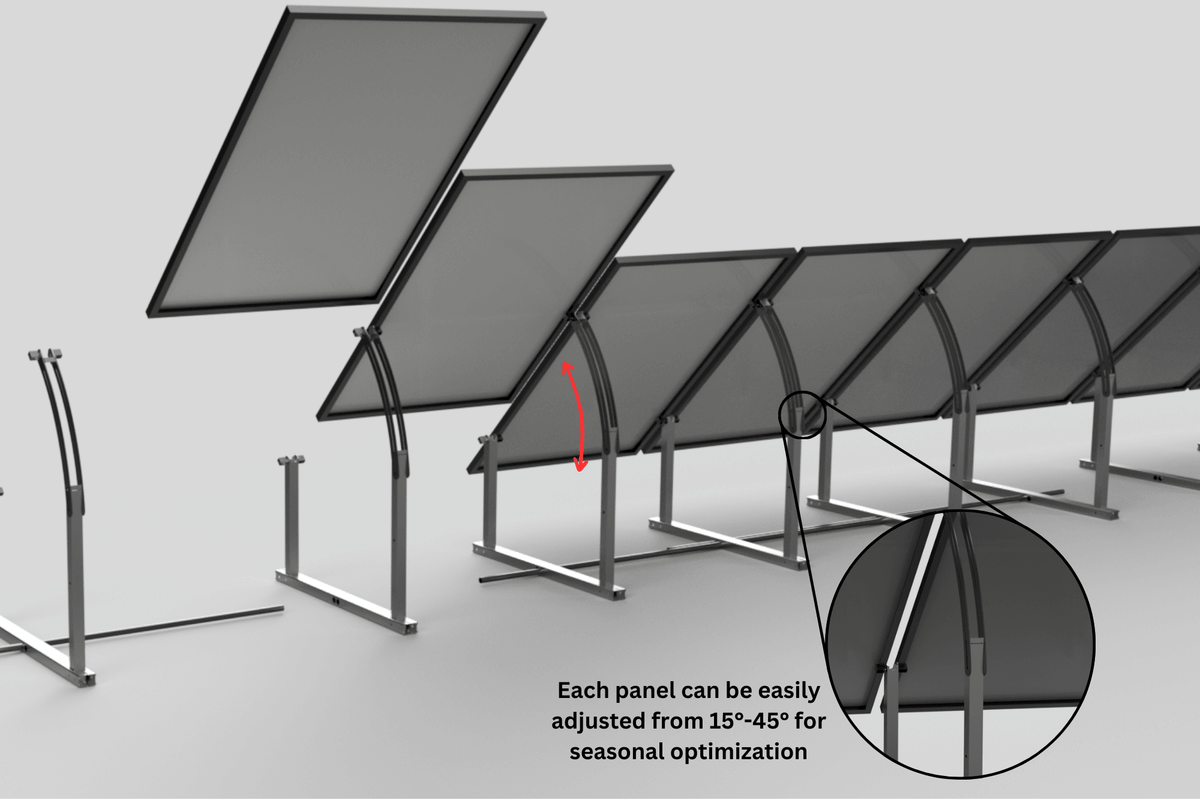 IntegraRack Solar Energy Kits Integrarack IR-45ASA Adjustable Seasonal Angle BallastRack™ Solar Module Racking System