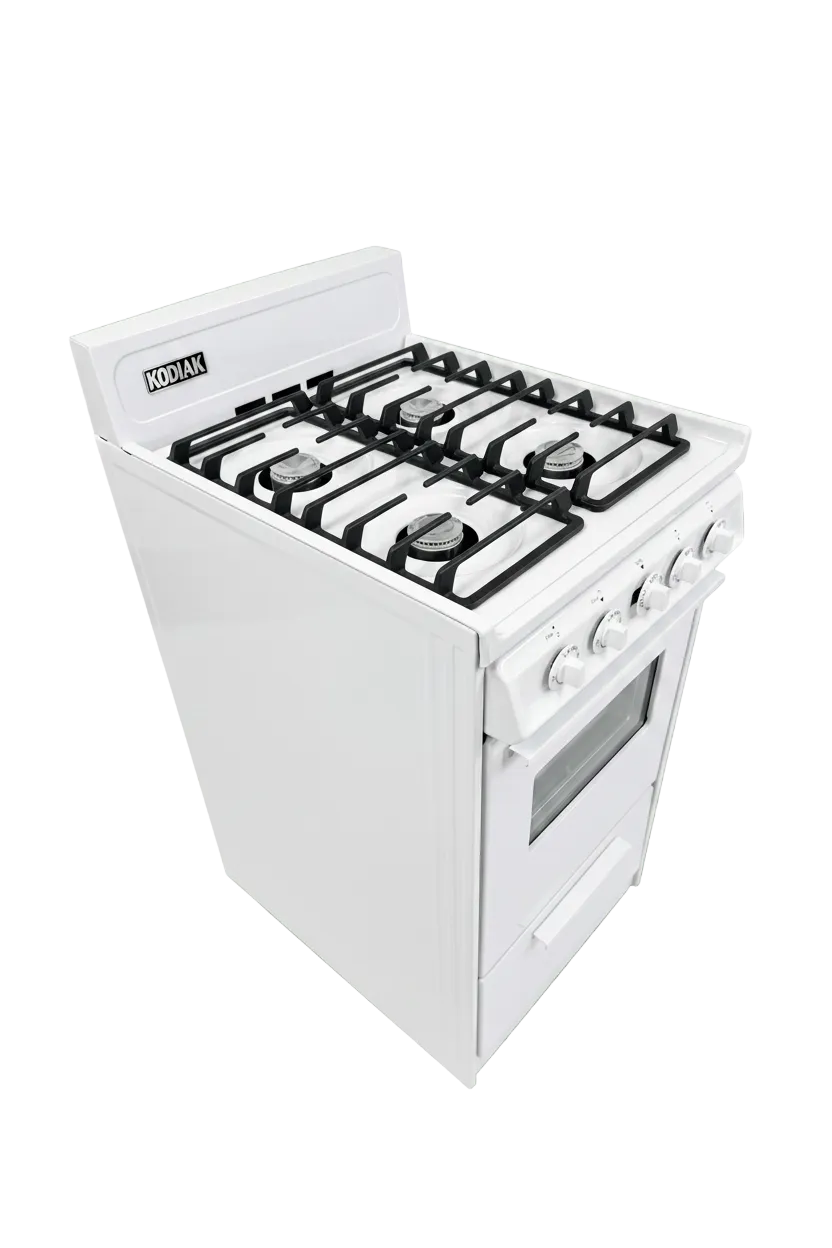 Kodiak Propane Range /Stove Kodiak 20" Propane Range (White) - Battery Ignition with Cast Iron Grates