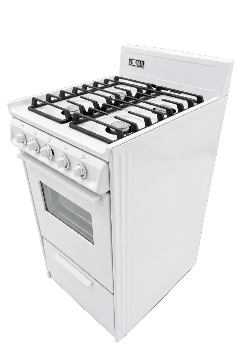 Kodiak Propane Range /Stove Kodiak 20" Propane Range (White) - Battery Ignition with Cast Iron Grates