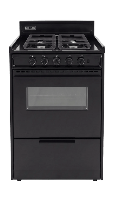 Kodiak Propane Range /Stove Kodiak 24" Propane Range (Black) - Battery Ignition with Cast Iron Grates