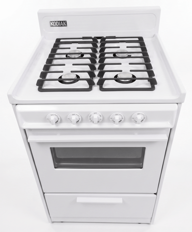 Kodiak Propane Range /Stove Kodiak 24" Propane Range (White) - Battery Ignition with Cast Iron Grates