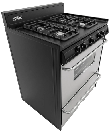 Kodiak Propane Range /Stove Kodiak 30" Propane Range Battery Ignition w/ Cast Iron Grates - Black w/Stainless Steel
