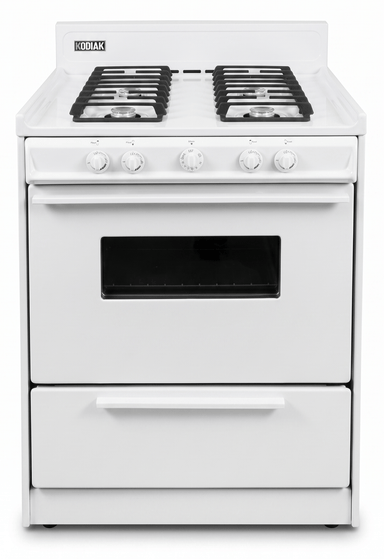 Kodiak Propane Range /Stove Kodiak 30" Propane Range (White) - Battery Ignition with Cast Iron Grates