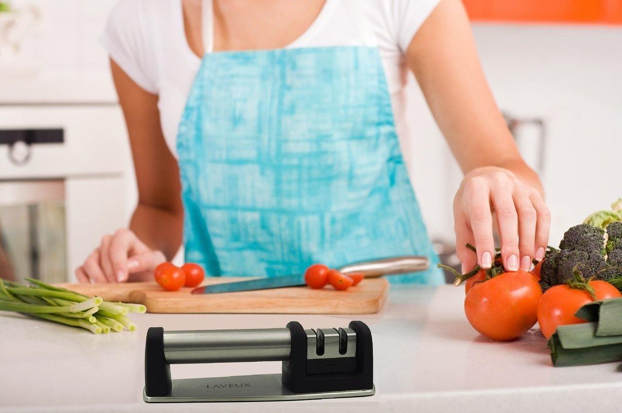 LAVEUX Home Essentials LAVEUX Professional Knife Sharpener Stainless Steel with Tungsten and Ceramic Coarse and Fine Honing. Revive Even the Dullest Knives Quickly and Easily. For All Straight Steel and Serrated Blades FREE SHIPPING!