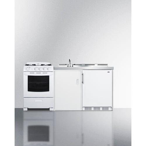 Summit Prefabricated Kitchens & Kitchenettes Summit 72" Wide All-in-One Kitchenette with Gas Range ACK72GASW