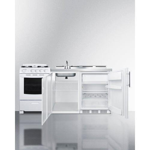 Summit Prefabricated Kitchens & Kitchenettes Summit 72" Wide All-in-One Kitchenette with Gas Range ACK72GASW