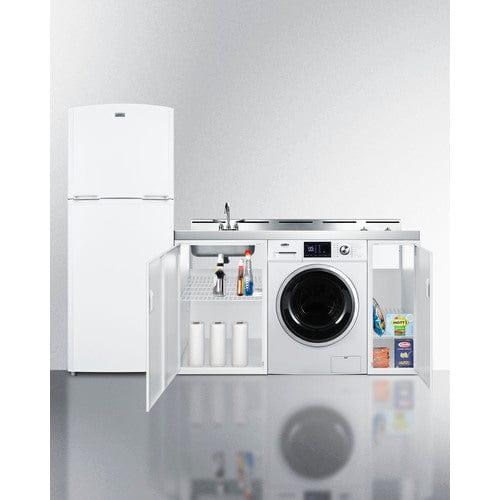Summit Prefabricated Kitchens & Kitchenettes Summit 86" Wide All-In-One Kitchenette with Washer/Dryer Combo ACKSPWD861G
