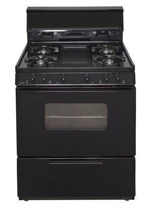 Premier Natural Gas Range/Stove Premier BFK5S9BP 30" Battery Ignition Gas Range with 5 Cooktop Burners and Griddle Black - CALL FOR AVAILABILITY