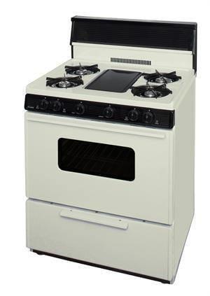 Premier Natural Gas Range/Stove Premier BFK5S9TP 30 Inch Battery Gas Range with 5 Cooktop Burners and Griddle Biscuit with Black Trim CALL FOR AVAILABILITY