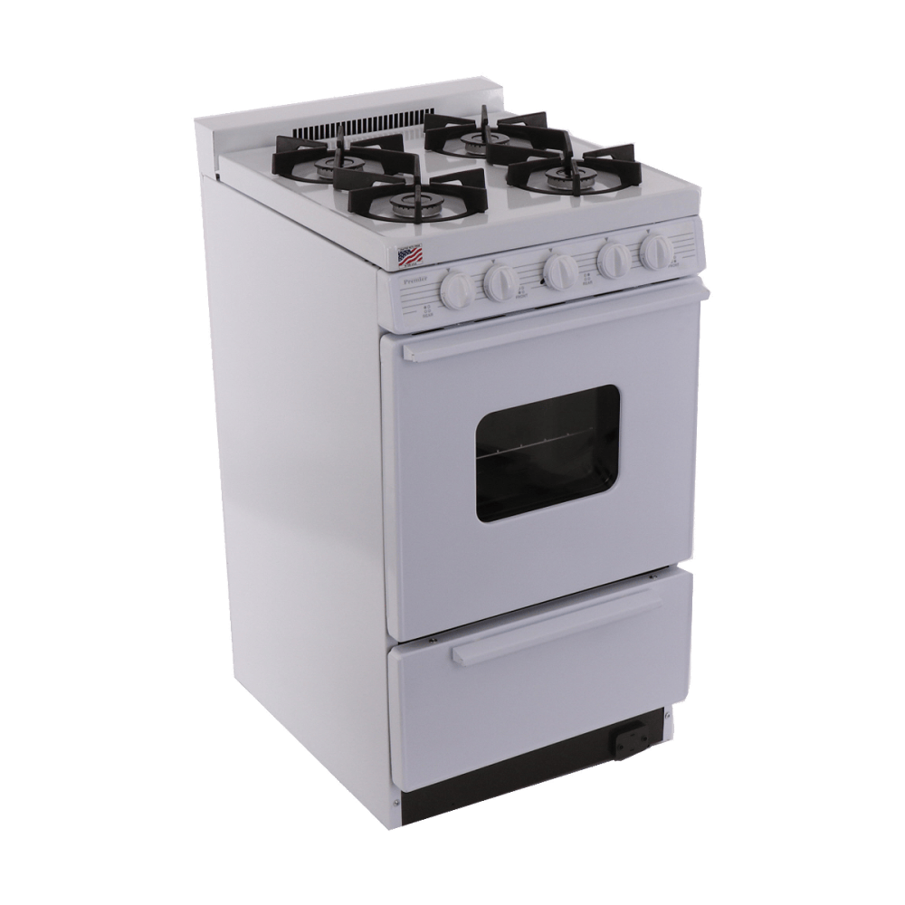 Premier Natural Gas Range/Stove Premier BHK5X0OP 20" Battery Ignition Gas Range with Sealed Burners White