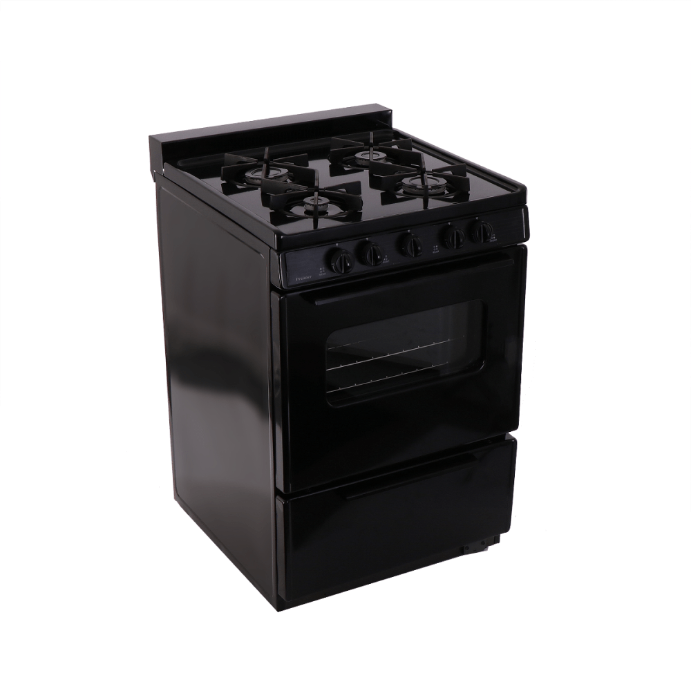 Premier Natural Gas Range/Stove Premier BJK5X0BP 24" Battery Ignition Black Range Sealed Burners