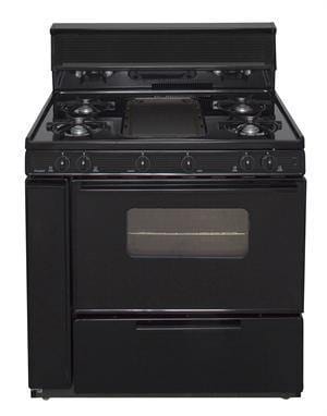 Premier Natural Gas Range/Stove Premier BLK5S9BP 36&quot; Battery Ignition Gas Range with 5 Cooktop Burners and Griddle Black on Black CALL FOR AVAILABILITY