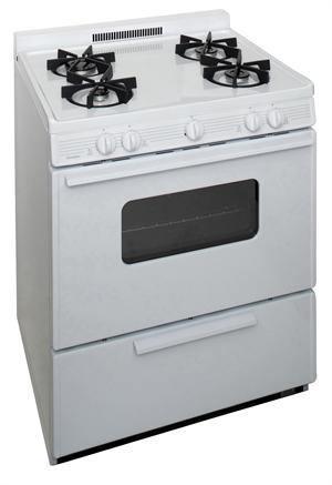 Premier Natural Gas Range/Stove Premier BMK5X0OP 30" Battery Ignition Gas Range with 4 Sealed Variable Burners White on White CALL FOR AVAILABILITY