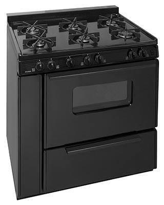 Premier Natural Gas Range/Stove Premier BTK5X0BP 36" 6-Burner Battery Ignition Gas Range in Black CALL FOR AVAILABILITY