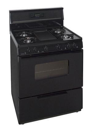 Premier Natural Gas Range/Stove Premier SFK249BP 30&quot; Electronic Ignition Gas Range with 5 Cooktop Burners and Griddle Black on Black