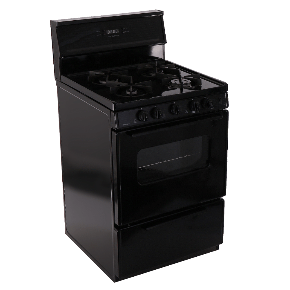 Premier Natural Gas Range/Stove Premier SJK240BP 24" Electronic Ignition Gas Range with 4 Sealed Variable Burners Black on Black