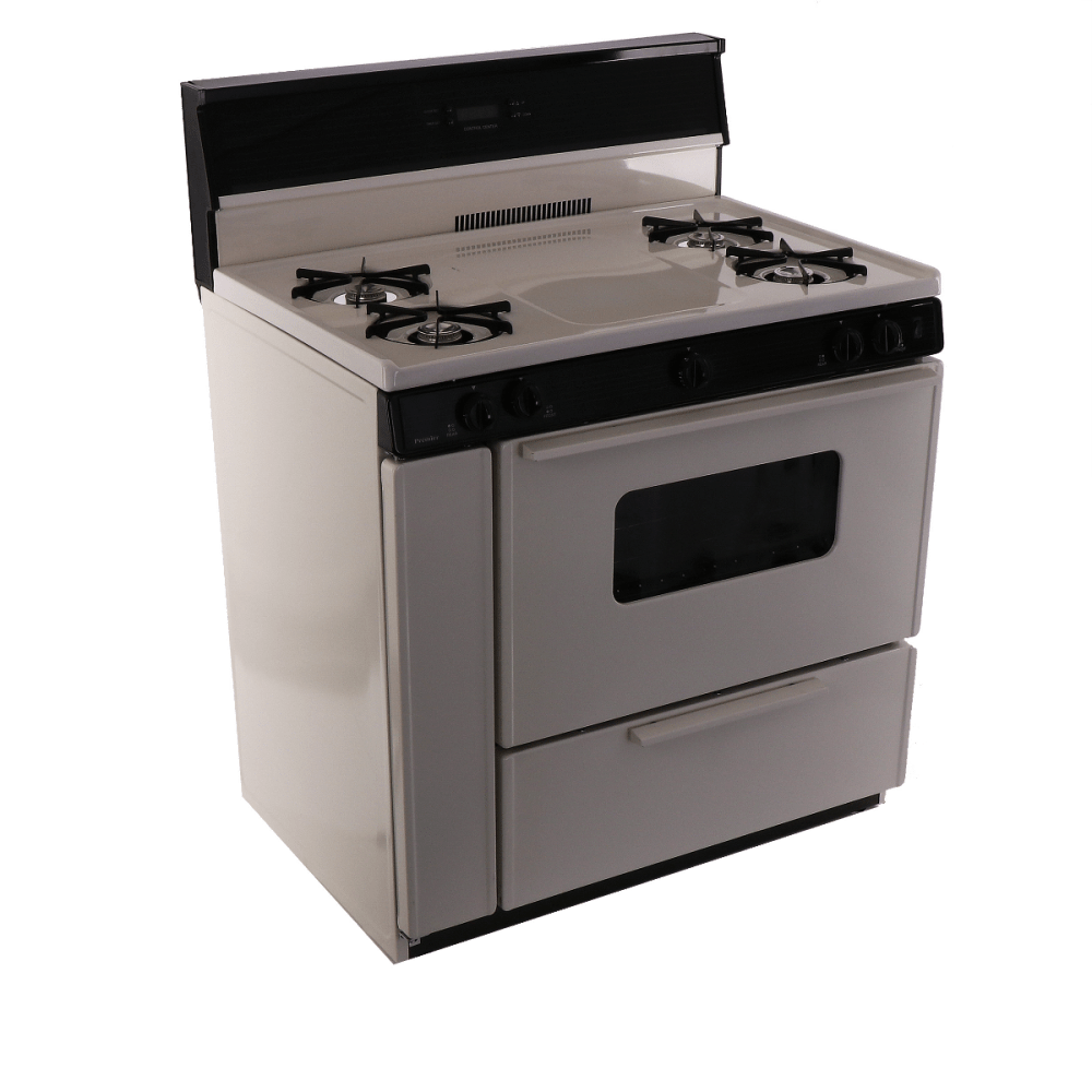 Premier Natural Gas Range/Stove Premier SLK240TP 36" Electronic Ignition Gas Range Biscuit with Black Trim