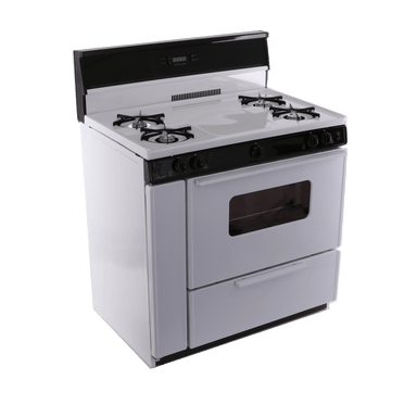 Premier Natural Gas Range/Stove Premier SLK240WP 36" Electronic Ignition Gas Range White with Black Trim