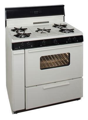 Premier Natural Gas Range/Stove Premier SLK249TP 36&quot; Electronic Ignition Gas Range Biscuit with Black Trim