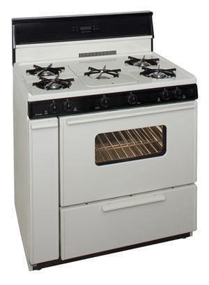 Premier Natural Gas Range/Stove Premier SLK249TP 36" Electronic Ignition Gas Range Biscuit with Black Trim