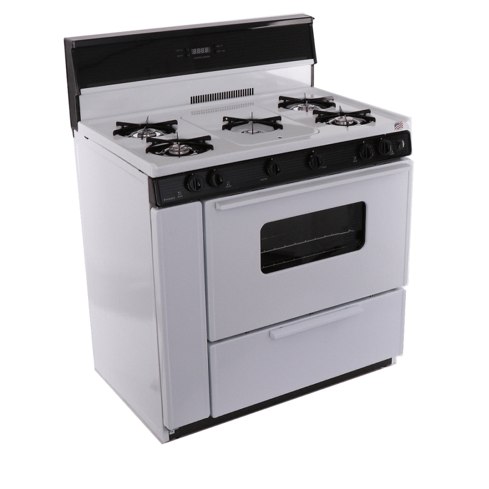 Premier Natural Gas Range/Stove Premier SLK249WP 36" Electronic Ignition Gas Range White with Black Trim
