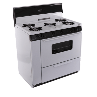 Premier Natural Gas Range/Stove Premier SLK249WP 36" Electronic Ignition Gas Range White with Black Trim